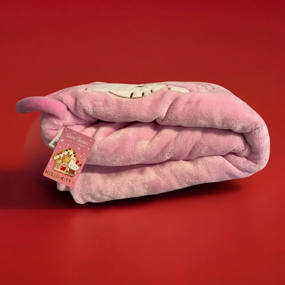 New Sanrio Pink Holiday Hello Kitty Throw Christmas Super Soft Blanket 60